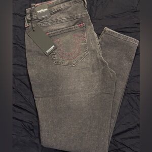 True Religion Charcoal Jeans with Pink Accents